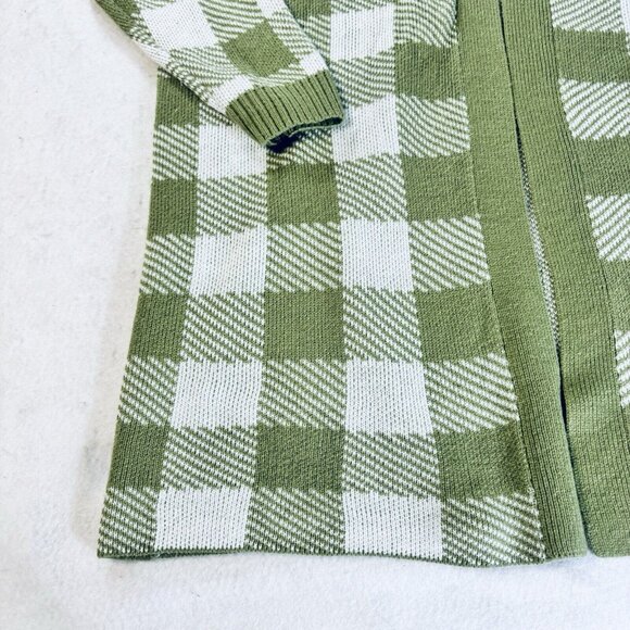 Soho Apparel Green Check Plaid Cardigan Sweater 3XL Open Front - Picture 4 of 7
